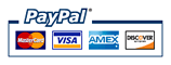 We accept Visa, MasterCard, American Express, Discover and PayPal